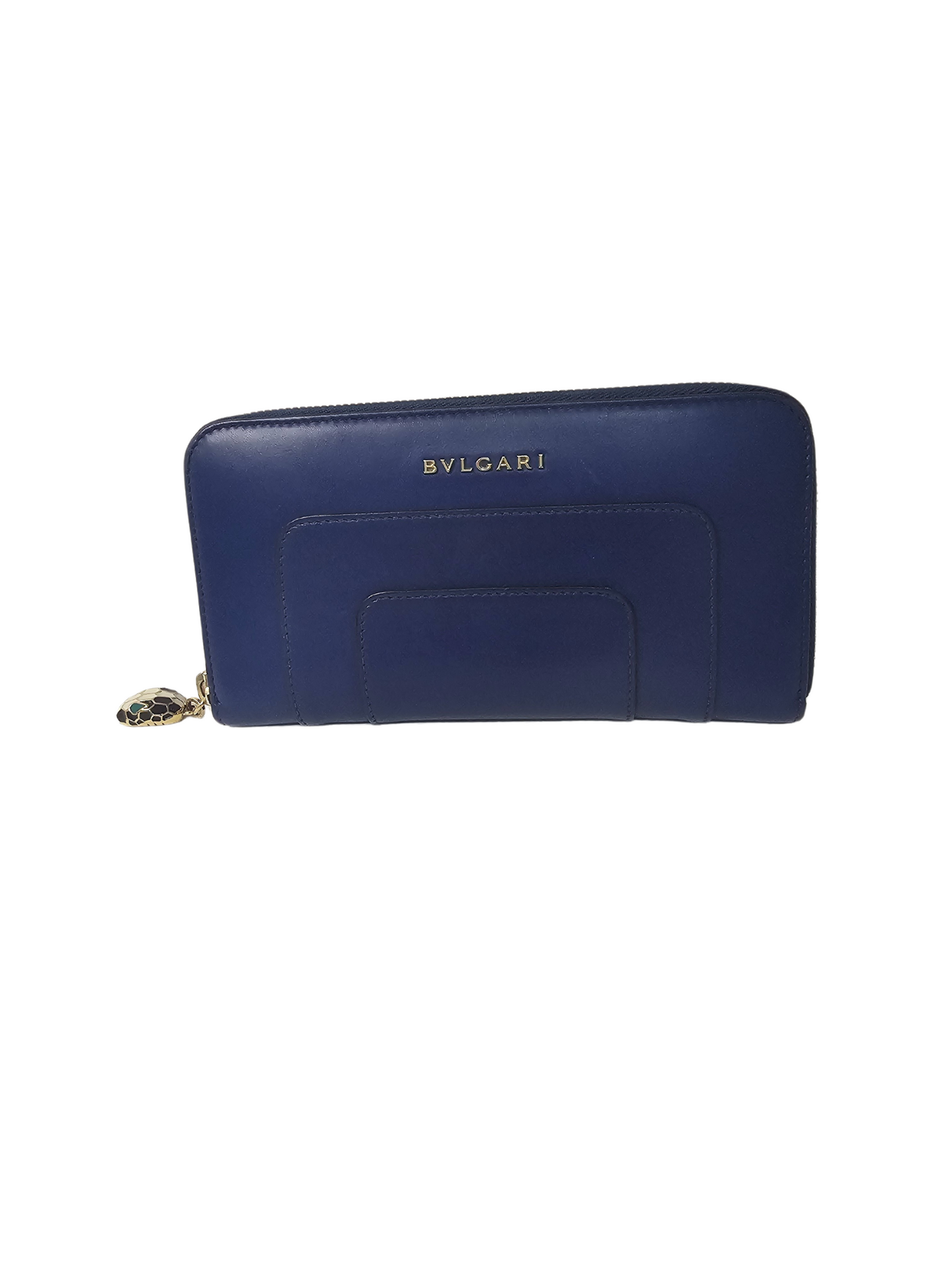 BVLGARI Serpenti Forever Royal Sapphire And Teal Topaz Leather Wallet.