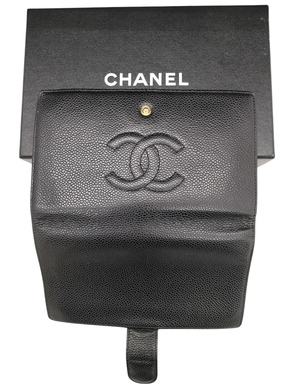 CHANEL PURSE PURSE WITH A CLASP COCO MARK MATT CAVIAR SKIN!!