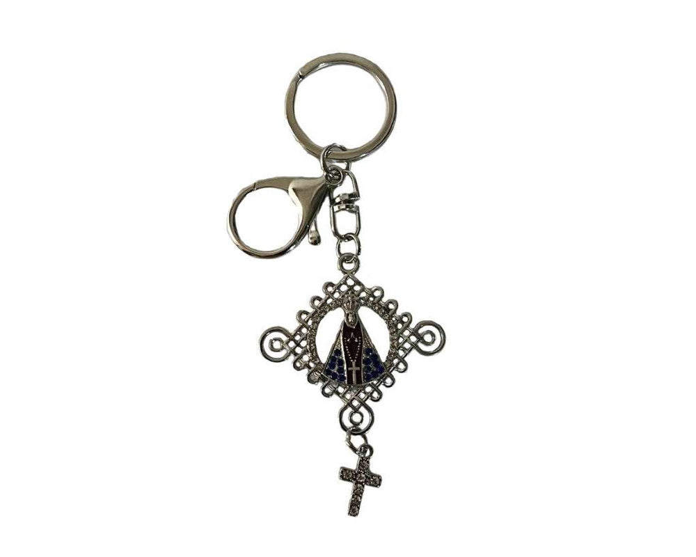 SILVER STAINLESS STEEL O. LADY APPARITIONS WITH CROSS- Set of 12