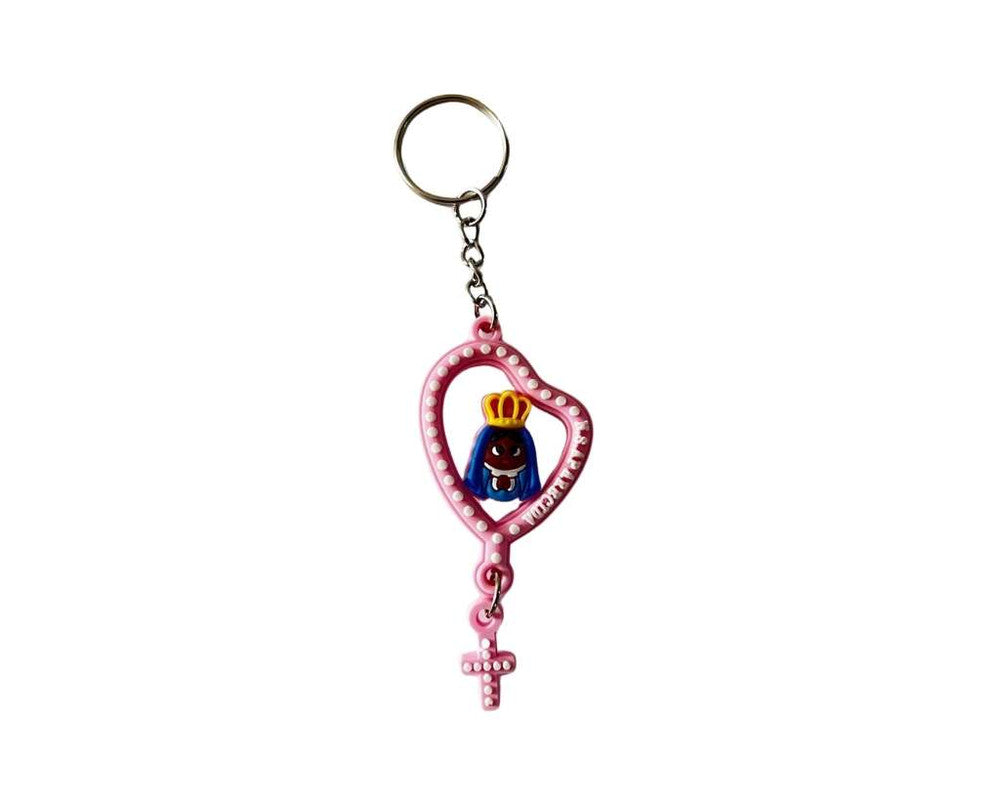 PINK RUBBER OUR LADY APPARITION KEYCHAIN  – Set of 12