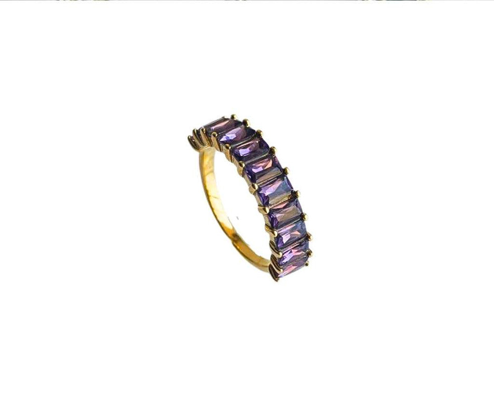 PREMIUM GOLDEN  STAINLESS STEEL RING WITH PURPLE STONES – Set of  36
