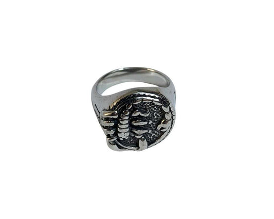 SILVER STAINLESS STEEL RING SIGN OF SCORPION- Set of 12