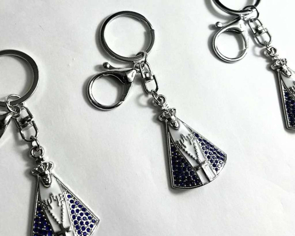 SILVER STAINLESS STEEL KEYCHAIN O.LADY APPARITIONS – Set of 12