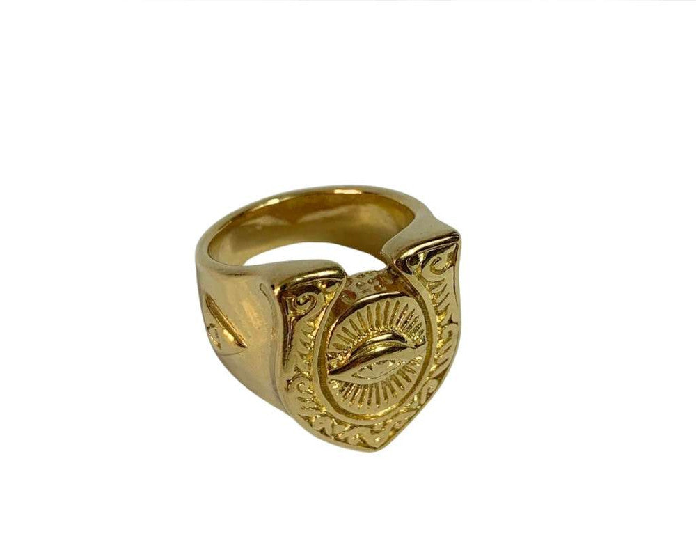 GOLDEN STAINLESS STEEL RING ALL-SEEING EYE – 12