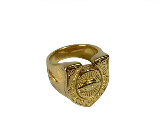 GOLDEN STAINLESS STEEL RING ALL-SEEING EYE – 12