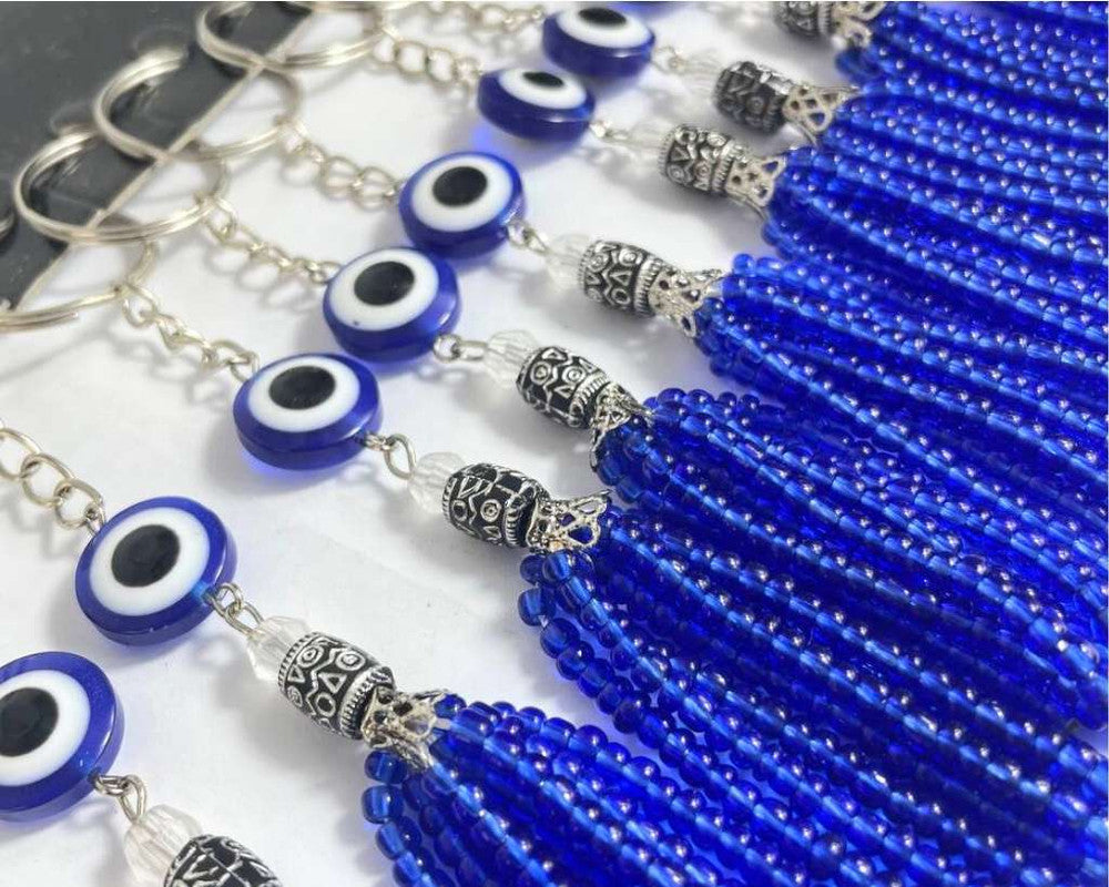 BLUE  KEYCHAIN GREEK EYE  – Set of  12