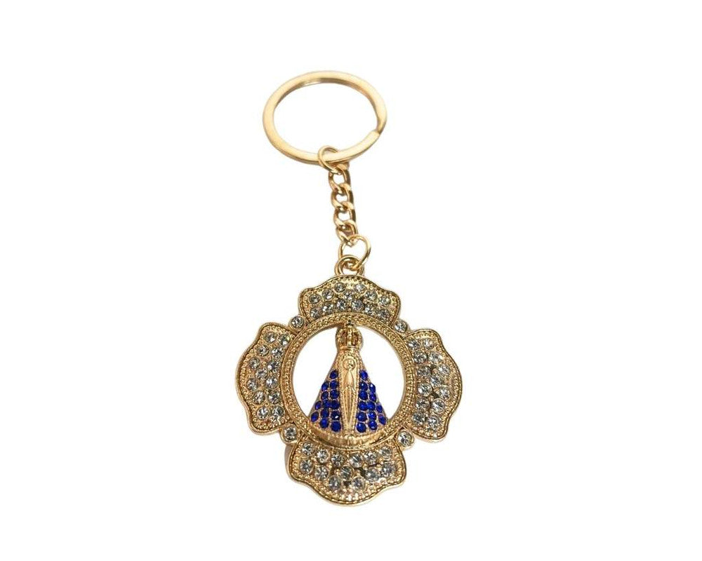 GOLDEN KEYCHAIN APPARITIONS FLOWER WITH RHINESTONES –Set of 12