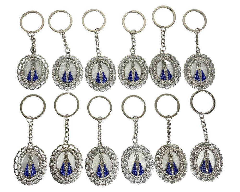 KEYCHAIN BLUE O. LADY APPARITIONS PEARLS/ RHINESTONES – Set of  12