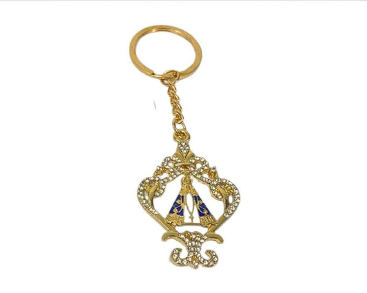 GOLDEN KEYCHAIN WITH APPARITIONS CROWN WITH RHINESTONES – Set of 12