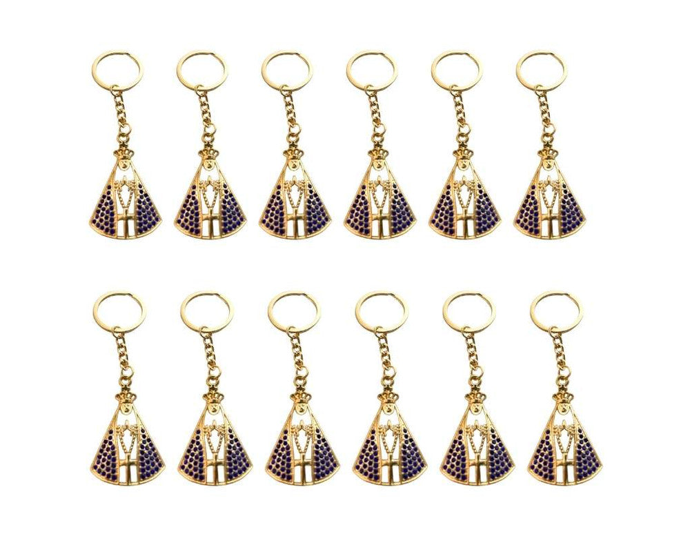 GOLDEN KEYCHAIN APPARITIONS BLUE RHINESTONES Set of 12