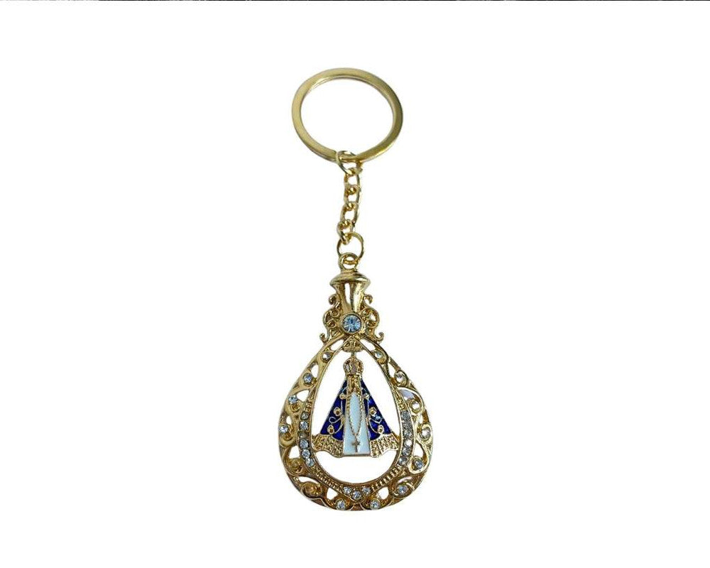 GOLDEN KEYCHAIN OUR LADY OF APARECIDA  BOTTLE- Set of 12