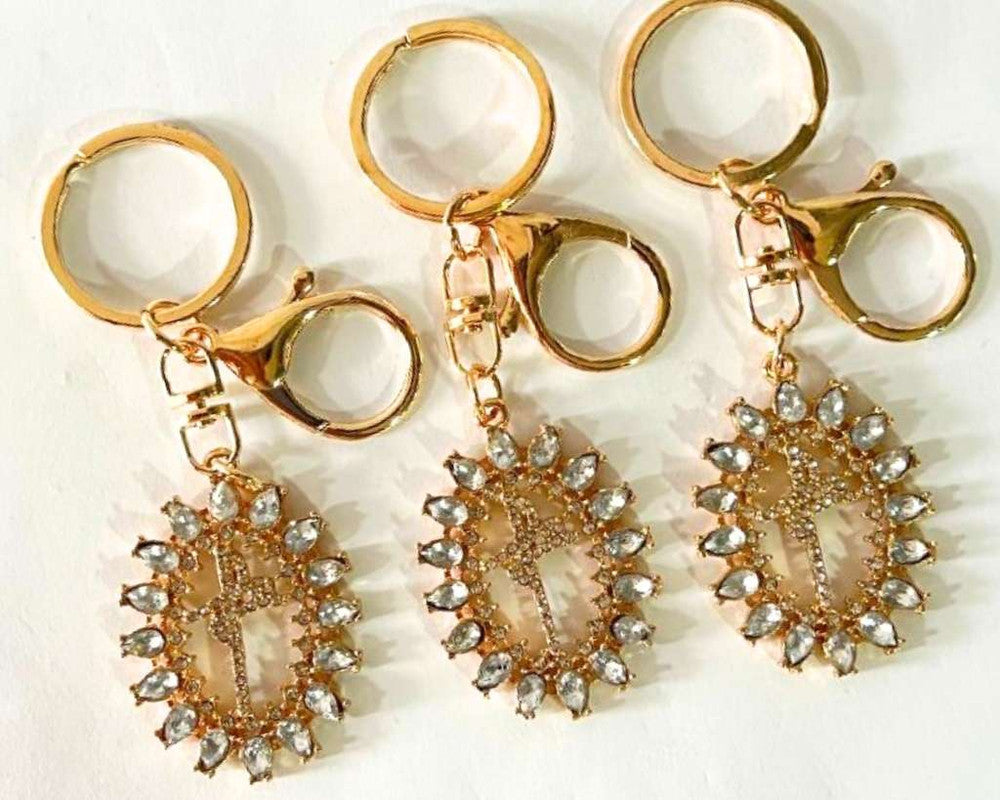 GOLDEN KEYCHAIN FAITH  STONES – Set of  12