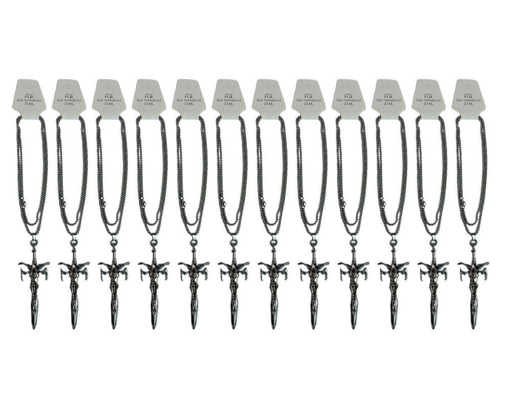 SILVER STAINLESS STEEL SKULL ON THE CROSS – Set of  12