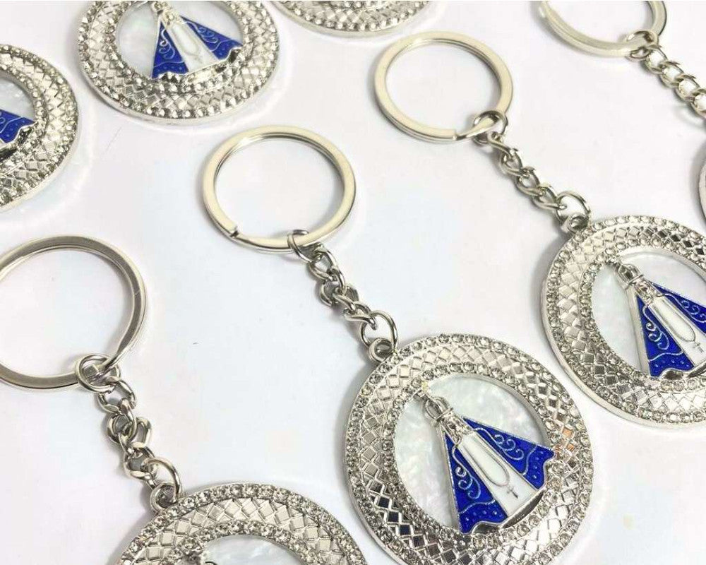 SILVER KEYCHAIN CIRCLE O.LADY APPARITIONS  –Set of  12