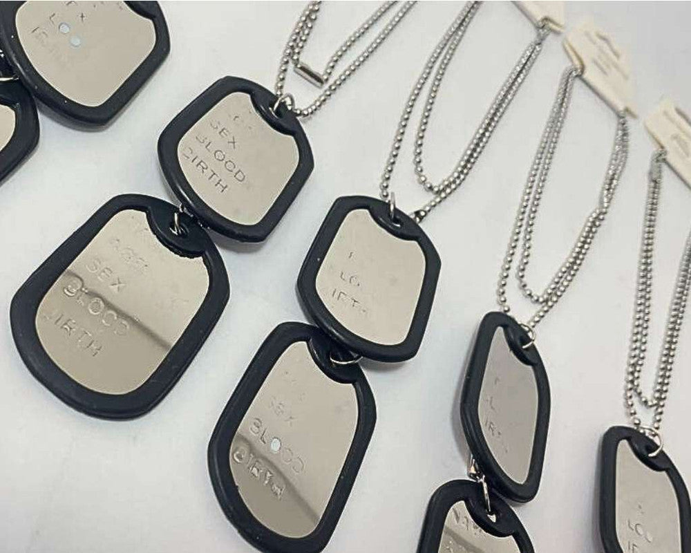 SILVER STAINLESS STEEL NECKLACE TAG OF IDENTIFICATION – Set of 12