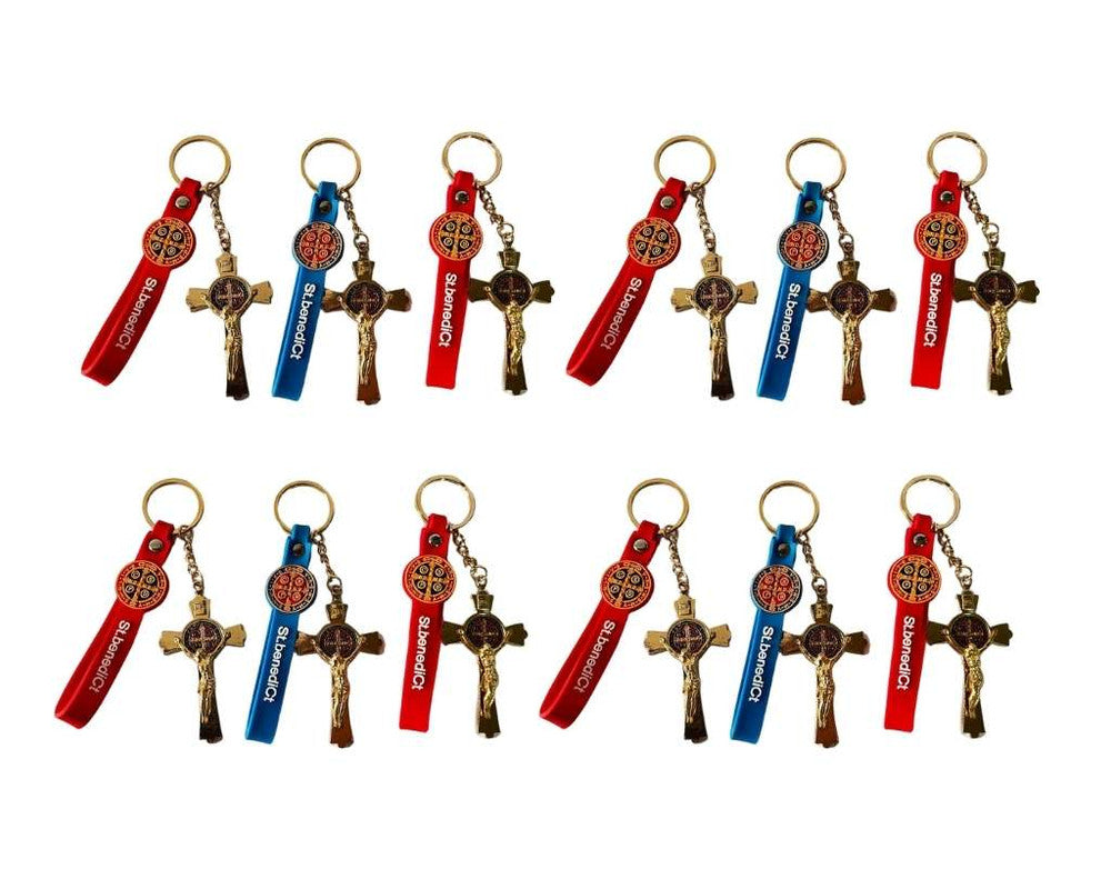 GOLDEN KEYCHAIN CROSS  WITH COLORFUL BRACELET