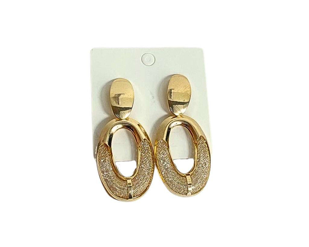 OVAL EARRING WITH SHINY NET – 12 PAIRS