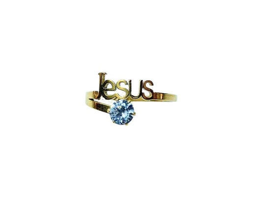 GOLDEN STAINLESS STEEL WRITTEN JESUS ZIRCONIA STONE- Set of 36