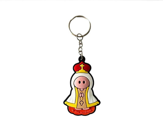 RUBBER COLORED OUR LADY FATIMA KEYCHAIN