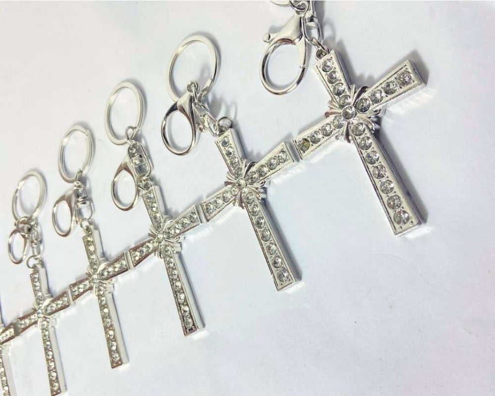 SILVER STAINLESS STEEL BIG CROSS – Set of 12