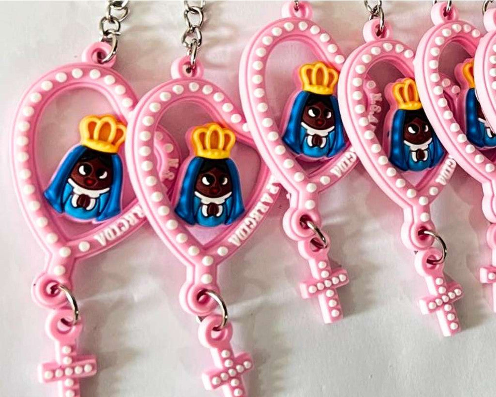 PINK RUBBER OUR LADY APPARITION KEYCHAIN  – Set of 12