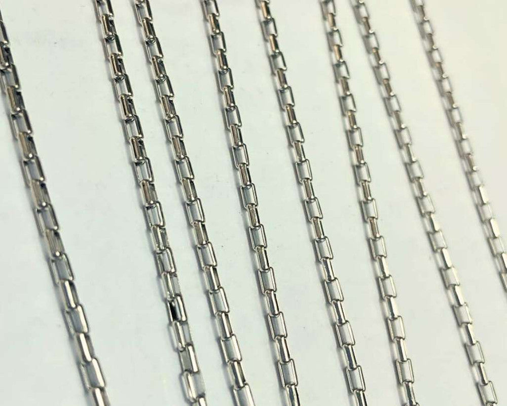 SILVER STAINLESS STEEL CUBE CHAIN 4.0 MM / 60 CM -Set of 12