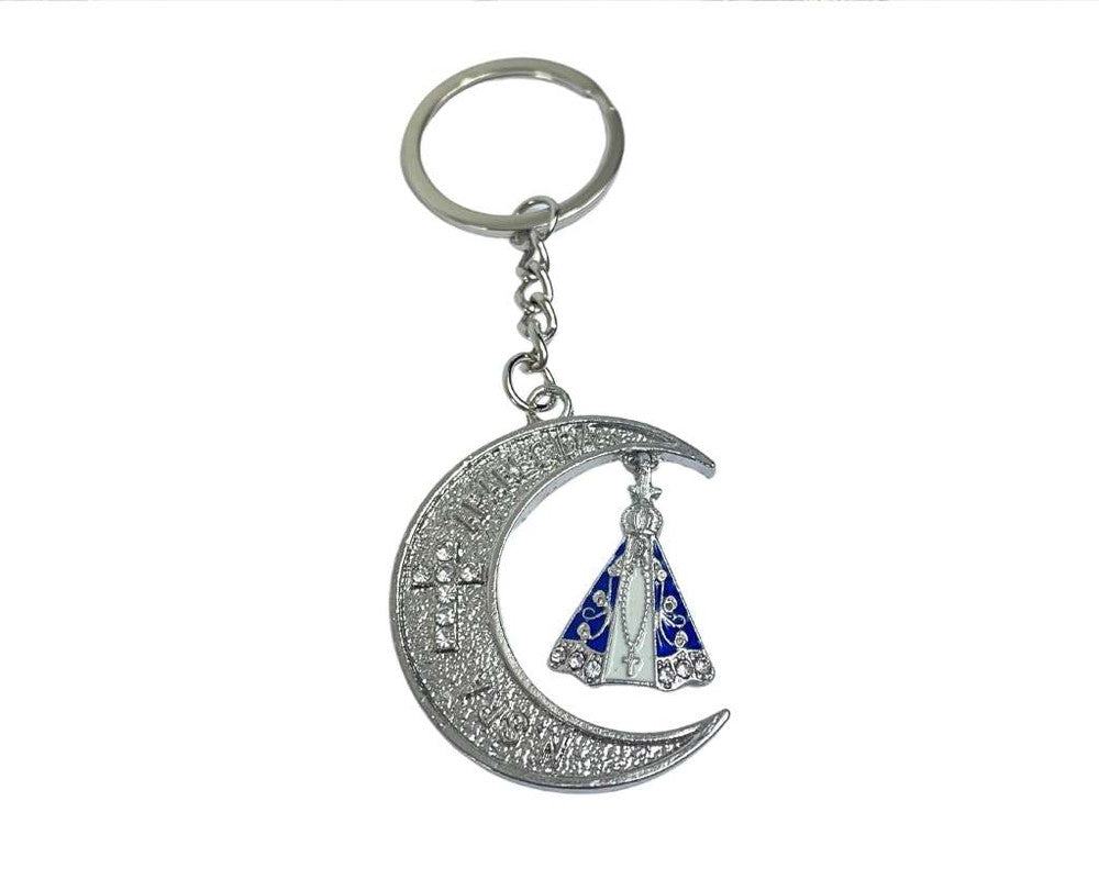 SILVER KEYCHAIN OUR LADY OF APPARITIONS MOON-Set of 12