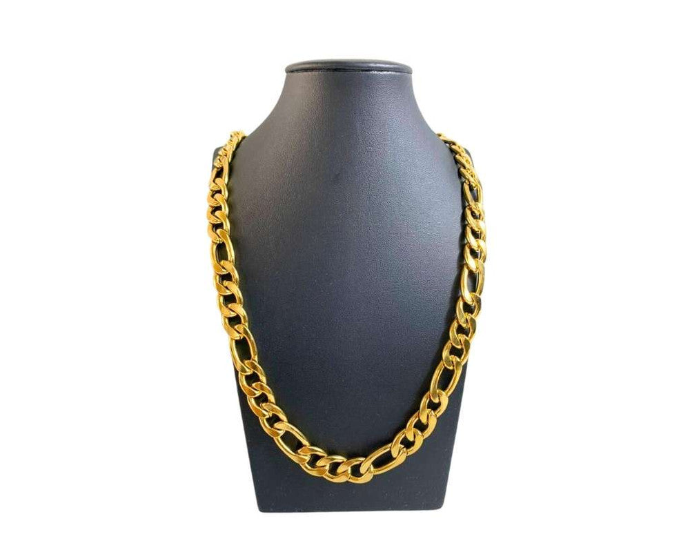 GOLDEN STAINLESS STEEL CHAIN FIGARO 3.0 MM / 60 CM – Set of  12