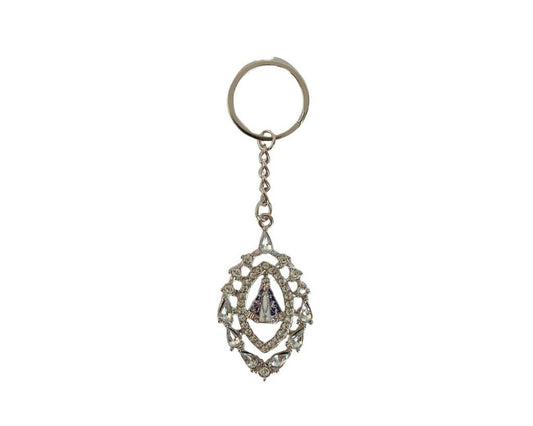 SILVER KEYCHAIN O. LADY APPARITIONS WITH RHINESTONES  – Set of 12