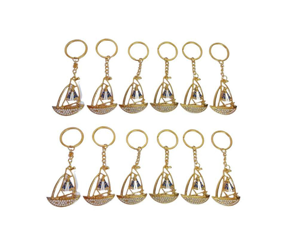 GOLDEN KEYCHAIN BOAT OUR LADY OF APPARITIONS-Set of 12