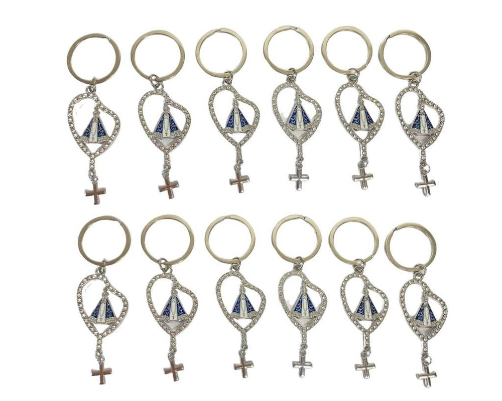 SILVER KEYCHAIN ROSARY O. LADY APPARITIONS – Set of 12