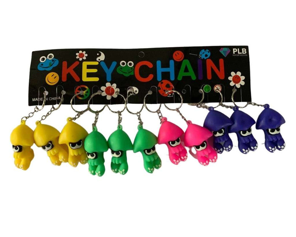 KEYCHAIN COLORFUL SQUID  – Set of 12