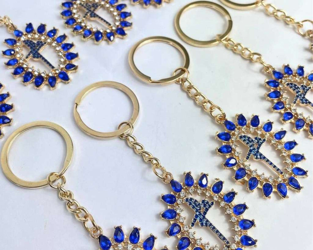 KEYCHAIN FAITH DETAILS IN BLUE- Set of 12