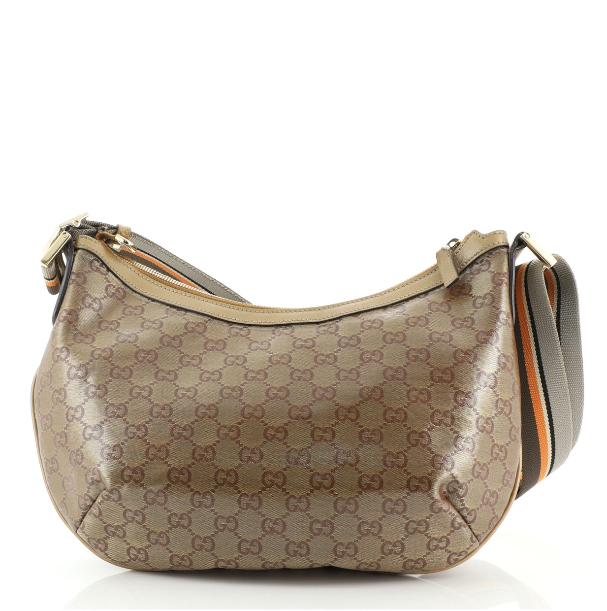 GUCCI GG CRYSTAL SHERRY LINE SHOULDER BAG GOLD BROWN ORANGE!
