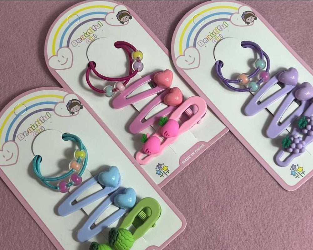 CLIP WITH  COLORED  ELASTICS - Set of  12