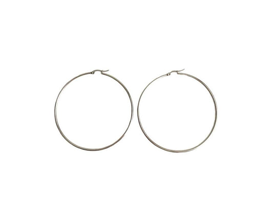 SILVER STAINLESS STEEL HOOP EARRING 30 MM- Set of 12