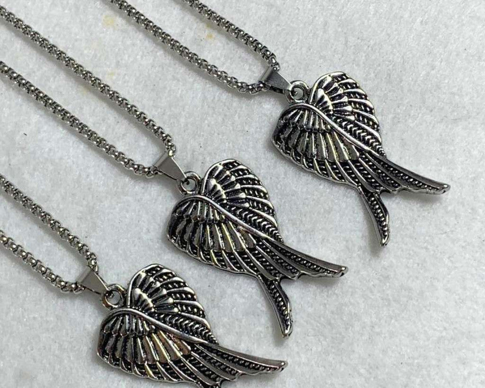 SILVER STAINLESS STEEL NECKLACE WING - Set of 12