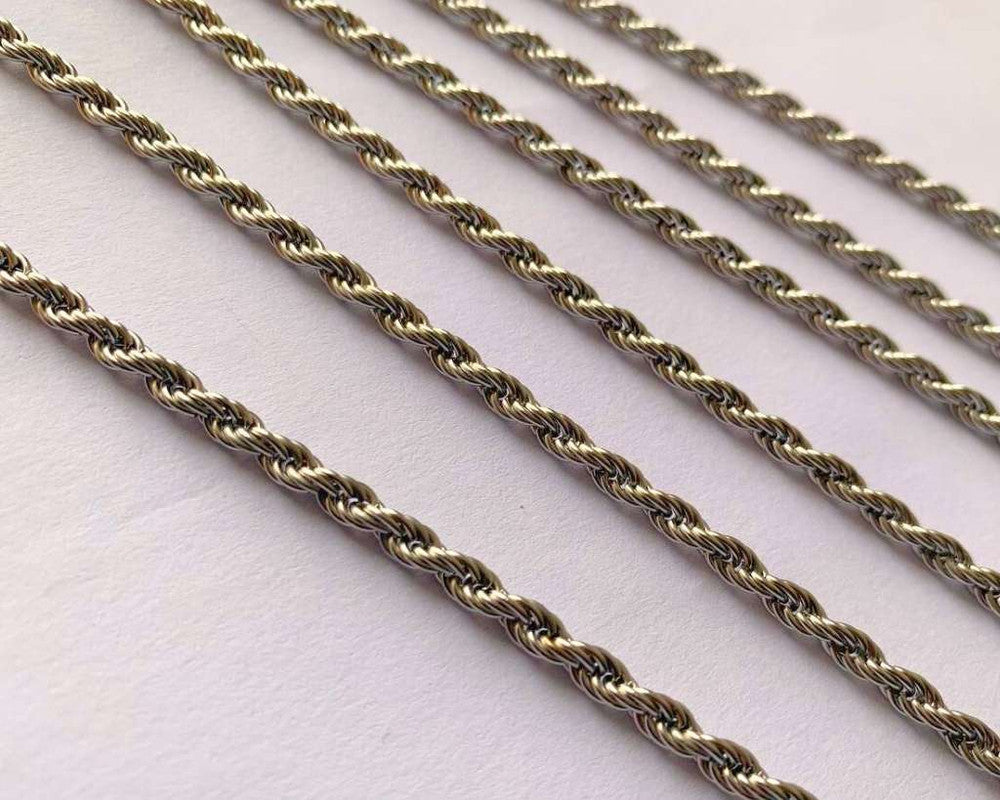 SILVER STAINLESS STEEL CHAIN ROPE 0.8 MM / 70 CM – Set of 12