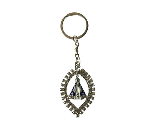 SILVER KEYCHAIN LEAF O.LADY APPARITIONS – Set of 12