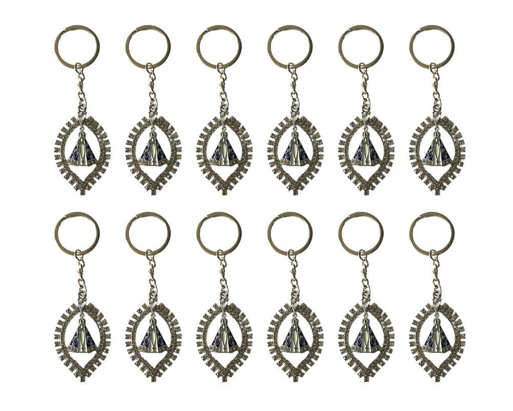 SILVER KEYCHAIN LEAF O.LADY APPARITIONS – Set of 12