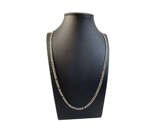 SILVER STAINLESS STEEL  FÍGARO CHAIN NECKLACE 1.0 MM / 60 CM – Set of  12