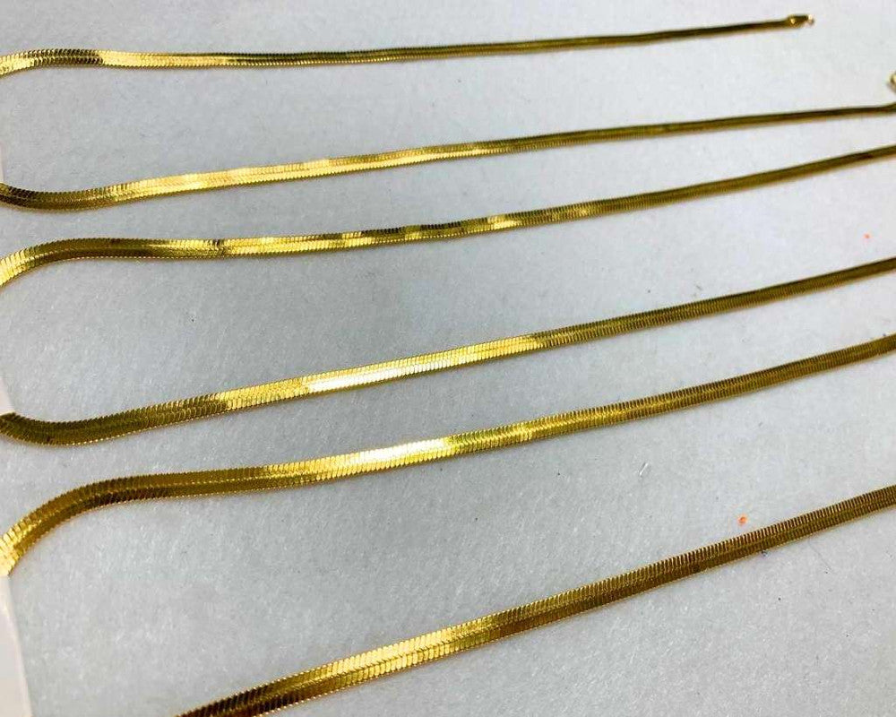 GOLDEN STAINLESS STEEL CHAIN  SNAKE 0.6 MM / 60 CM – Set of  12