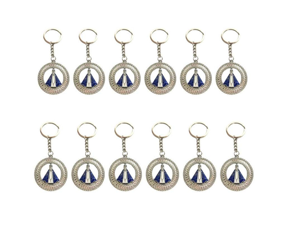 SILVER KEYCHAIN CIRCLE O.LADY APPARITIONS  –Set of  12