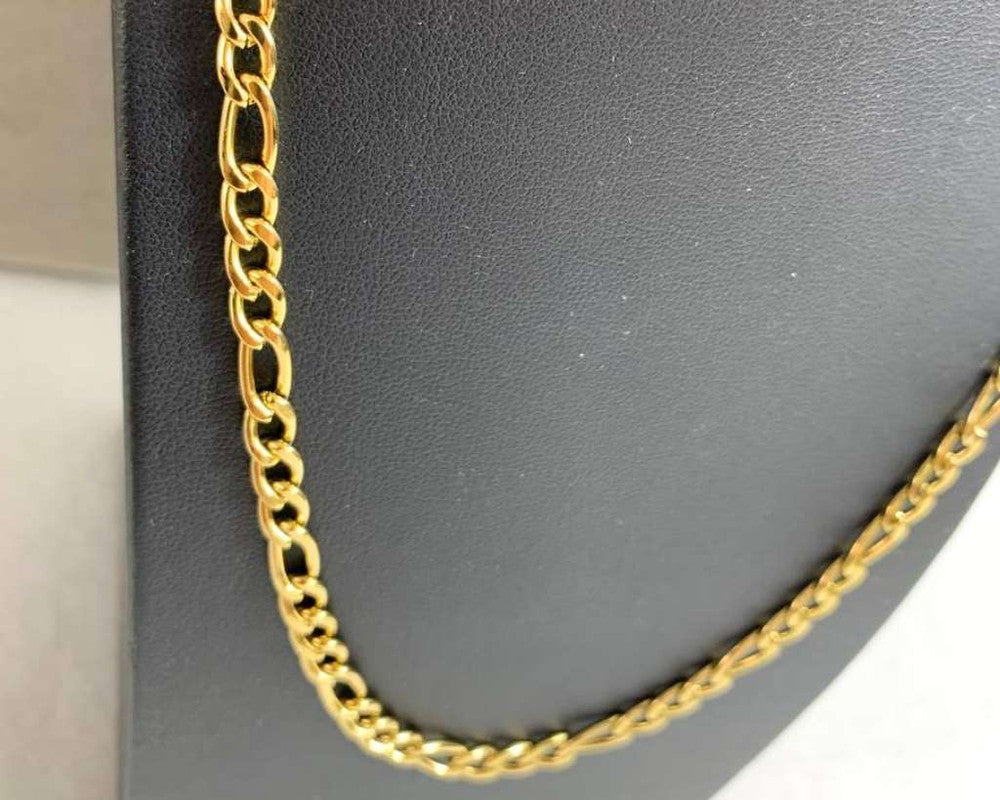 GOLDEN STAINLESS STEEL CHAIN  FÍGARO 1.4 MM / 60 CM – Set of 12