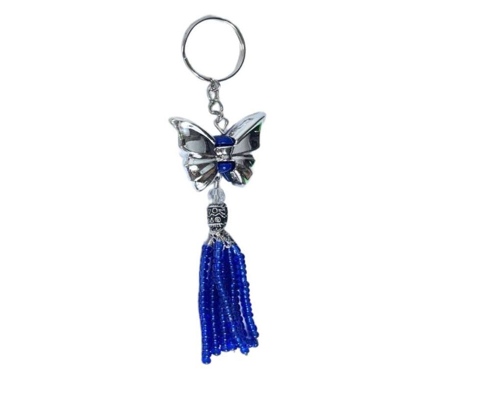 SILVER KEYCHAIN BLUE BUTTERFLY  – Set of 12