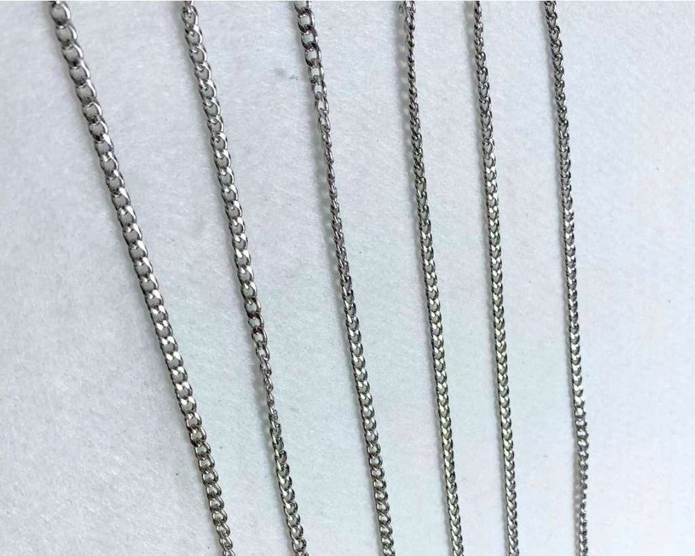 SILVER STAINLESS STEEL GRUMET CHAIN  1.0 MM / 70 CM – Set of 12