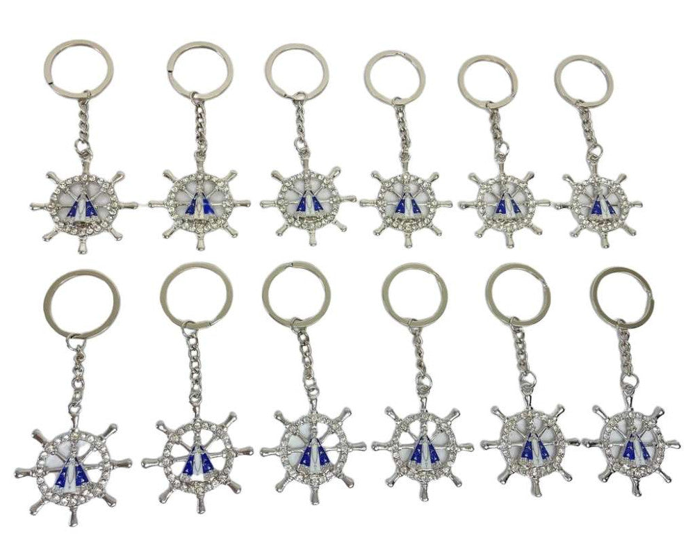 SILVER KEYCHAIN RUDDER O. LADY APPARITIONS – Set of 12