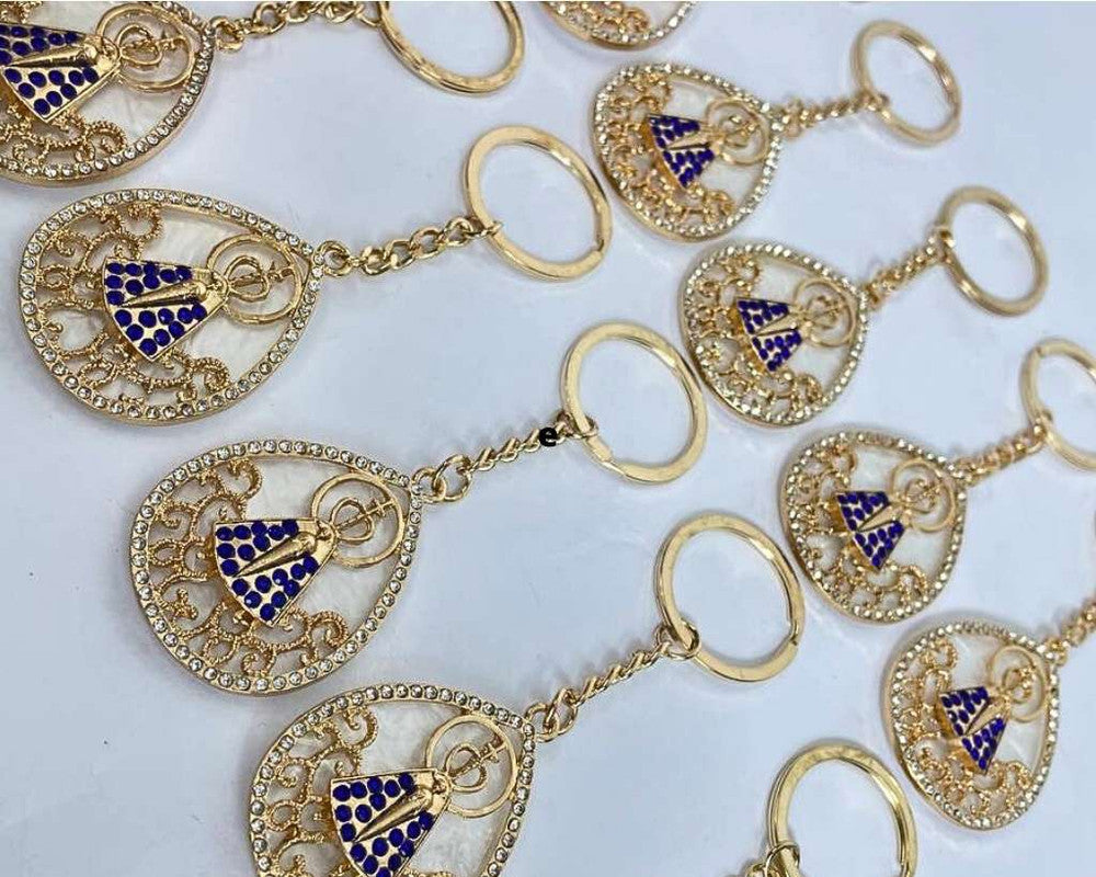 GOLDEN KEYCHAIN APPARITIONS WITH BLUE STONES COVER -Set of 12