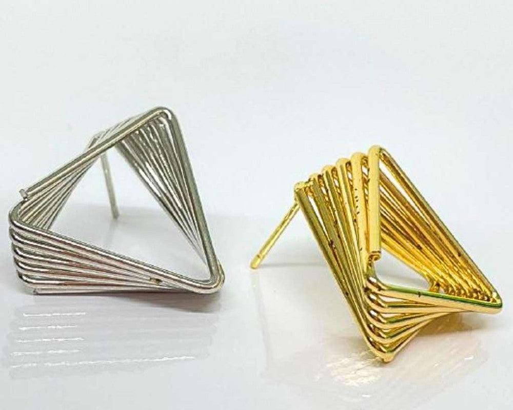 SILVER AND GOLD EARRINGS SHAPE TRIANGLE- Set of 12