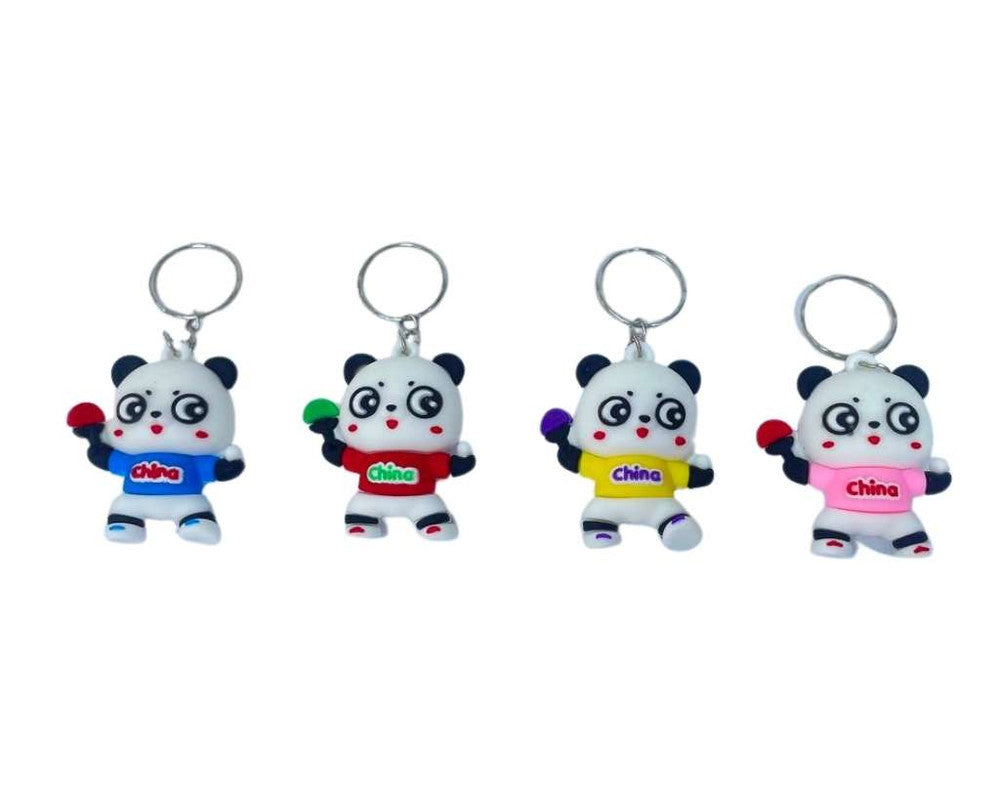 RUBBER PANDA PLAYING PING PONG KEYCHAIN-Set of 12